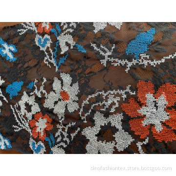 mesh cross stitch multi color yarn embroidery fabric